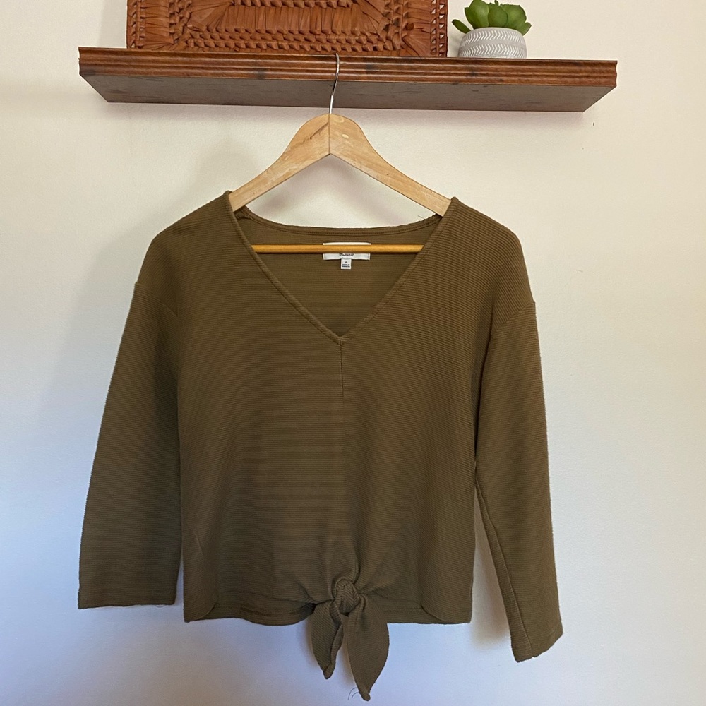 Madewell Texture & Thread long sleeve tie front top